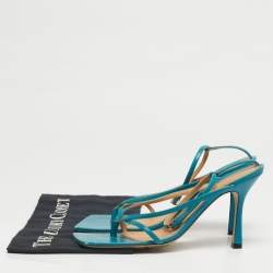 Pre Owned صندل بوتيغا فينيتا بحزام كاحل جلدي بنفسجي وسلسلة مطاطي مقاس 38