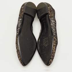 مملوكة مسبقًا Bottega Veneta Size 38 Black Lace and Patent Leather D'orsay Ballet Flats