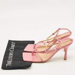 Pre Owned Bottega Veneta Stretch Size 40.5 Pink Leather Ankle Strap Sandals
