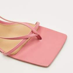 Pre Owned Bottega Veneta Stretch Size 40.5 Pink Leather Ankle Strap Sandals