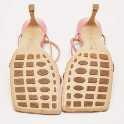 Pre Owned Bottega Veneta Stretch Size 40.5 Pink Leather Ankle Strap Sandals