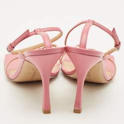 Pre Owned Bottega Veneta Stretch Size 40.5 Pink Leather Ankle Strap Sandals