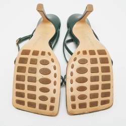 مملوكة مسبقًا Bottega Veneta Stretch Size 37 Green Leather Ankle Strap Sandals