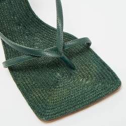 مملوكة مسبقًا Bottega Veneta Stretch Size 37 Green Leather Ankle Strap Sandals