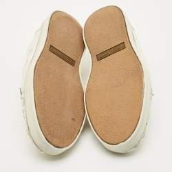 مملوكة مسبقًا حذاء رياضي سليب أون بوتيغا فينيتا جلد أنتريشياتو أبيض مزين بالفراشة مقاس 37