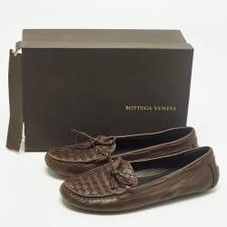 Pre Owned Bottega Veneta Veneta Size 39.5 Brown Leather Smoking Slippers