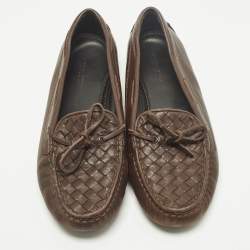 Pre Owned Bottega Veneta Veneta Size 39.5 Brown Leather Smoking Slippers