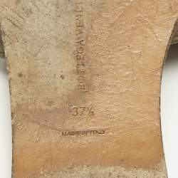 Pre Owned Bottega Veneta Size 37.5 Dark Brown Intrecciato Leather Flat Slide