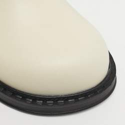 Pre Owned Bottega Veneta Cliff Size 38 White Leather Ankle Length Boots