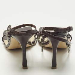 Pre Owned صندل بوتيغا فينيتا بحزام كاحل جلدي بنفسجي وسلسلة مطاطي مقاس 38