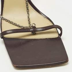 Pre Owned صندل بوتيغا فينيتا بحزام كاحل جلدي بنفسجي وسلسلة مطاطي مقاس 38