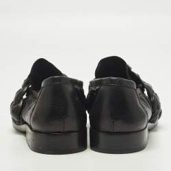 Pre Owned Bottega Veneta Astair Size 39 Black Leather Braided Loafers