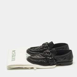 Pre Owned Bottega Veneta Astair Size 39 Black Leather Braided Loafers
