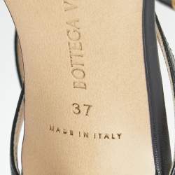 Pre Owned صندل بوتيغا فينيتا جلد أسود مربع برباط للكاحل بمقاس 38