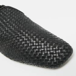 Pre Owned حذاء بوتيغا فينيتا موكاسين جلد إنتريتشياتو أسود مقاس 37