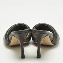 Pre Owned صندل سلايد بوتيغا فينيتا جلد أخضر زيتي مقاس 38