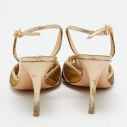 مملوكة مسبقًا Bottega Veneta Size 38 Metallic Leather and Suede Ankle Strap Pumps