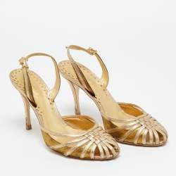 مملوكة مسبقًا Bottega Veneta Size 38 Metallic Leather and Suede Ankle Strap Pumps