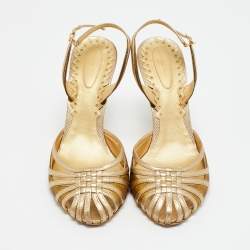 مملوكة مسبقًا Bottega Veneta Size 38 Metallic Leather and Suede Ankle Strap Pumps