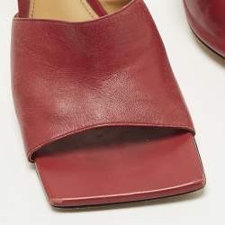Pre Owned Bottega Veneta Stretch Size 41 Burgundy Leather Slide Sandals