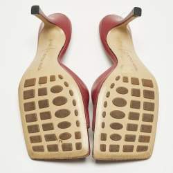 Pre Owned Bottega Veneta Stretch Size 41 Burgundy Leather Slide Sandals