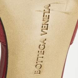 Pre Owned Bottega Veneta Stretch Size 41 Burgundy Leather Slide Sandals