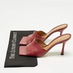 Pre Owned Bottega Veneta Stretch Size 41 Burgundy Leather Slide Sandals