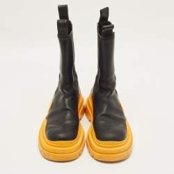 Pre Owned بوت للكاحل بوتيغا فينيتا جلد أسود بطول الكاحل مقاس 39