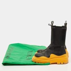 Pre Owned بوت للكاحل بوتيغا فينيتا جلد أسود بطول الكاحل مقاس 39