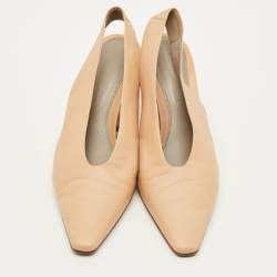 مملوكة مسبقًا Bottega Veneta Size 36.5 Beige Leather Slingback Pumps