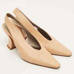 مملوكة مسبقًا Bottega Veneta Size 36.5 Beige Leather Slingback Pumps
