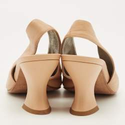 مملوكة مسبقًا Bottega Veneta Size 36.5 Beige Leather Slingback Pumps