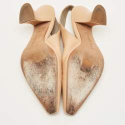 مملوكة مسبقًا Bottega Veneta Size 36.5 Beige Leather Slingback Pumps