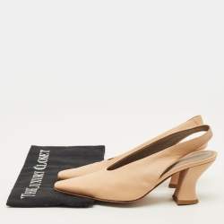 مملوكة مسبقًا Bottega Veneta Size 36.5 Beige Leather Slingback Pumps