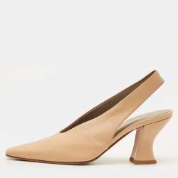مملوكة مسبقًا Bottega Veneta Size 36.5 Beige Leather Slingback Pumps