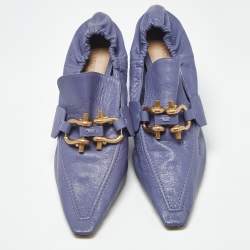 Pre Owned حذاء كعب عالي بوتيغا فينيتا مقدمة مدببة جلد برغندي مقاس 35.5