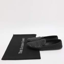 Pre Owned حذاء سموكنج بوتيغا فينيتا جلد إنتريشياتو أسود مقاس 37