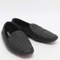 Pre Owned حذاء سموكنج بوتيغا فينيتا جلد إنتريشياتو أسود مقاس 37