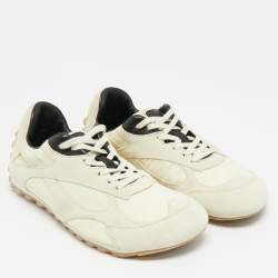 مملوكة مسبقًا Bottega Veneta Orbit Flash Size 40 Cream Nylon and Suede Lace Up Sneakers