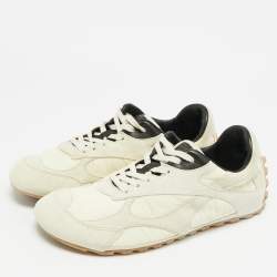 مملوكة مسبقًا Bottega Veneta Orbit Flash Size 40 Cream Nylon and Suede Lace Up Sneakers
