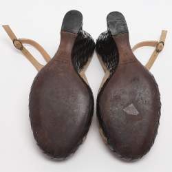 Pre Owned Bottega Veneta Wave Size 37 Beige Suede Intrecciato Wedge Sandals