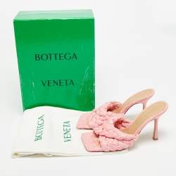 Pre Owned Bottega Veneta Stretch Size 39 Pink Raffia Slide Sandals
