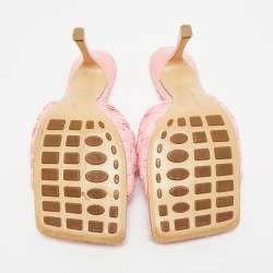 Pre Owned Bottega Veneta Stretch Size 39 Pink Raffia Slide Sandals