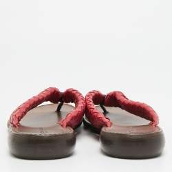 Pre Owned حذاء فلات بوتيغا فينيتا جلد إنترشياتو أحمر إصبع مقاس 39.5