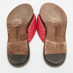 Pre Owned حذاء فلات بوتيغا فينيتا جلد إنترشياتو أحمر إصبع مقاس 39.5