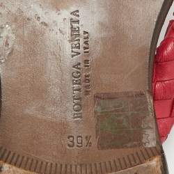 Pre Owned حذاء فلات بوتيغا فينيتا جلد إنترشياتو أحمر إصبع مقاس 39.5