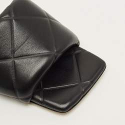 Pre Owned Bottega Veneta Lido Size 38 Black Leather Flat Slides