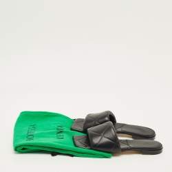 Pre Owned Bottega Veneta Lido Size 38 Black Leather Flat Slides