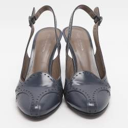 Pre Owned Bottega Veneta Size 36 Blue Leather Slingback Pumps