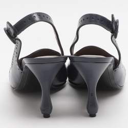 Pre Owned Bottega Veneta Size 36 Blue Leather Slingback Pumps